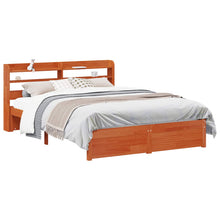 Bedframe met hoofdeinde met opslag Wasbruin Massief Vurenhout