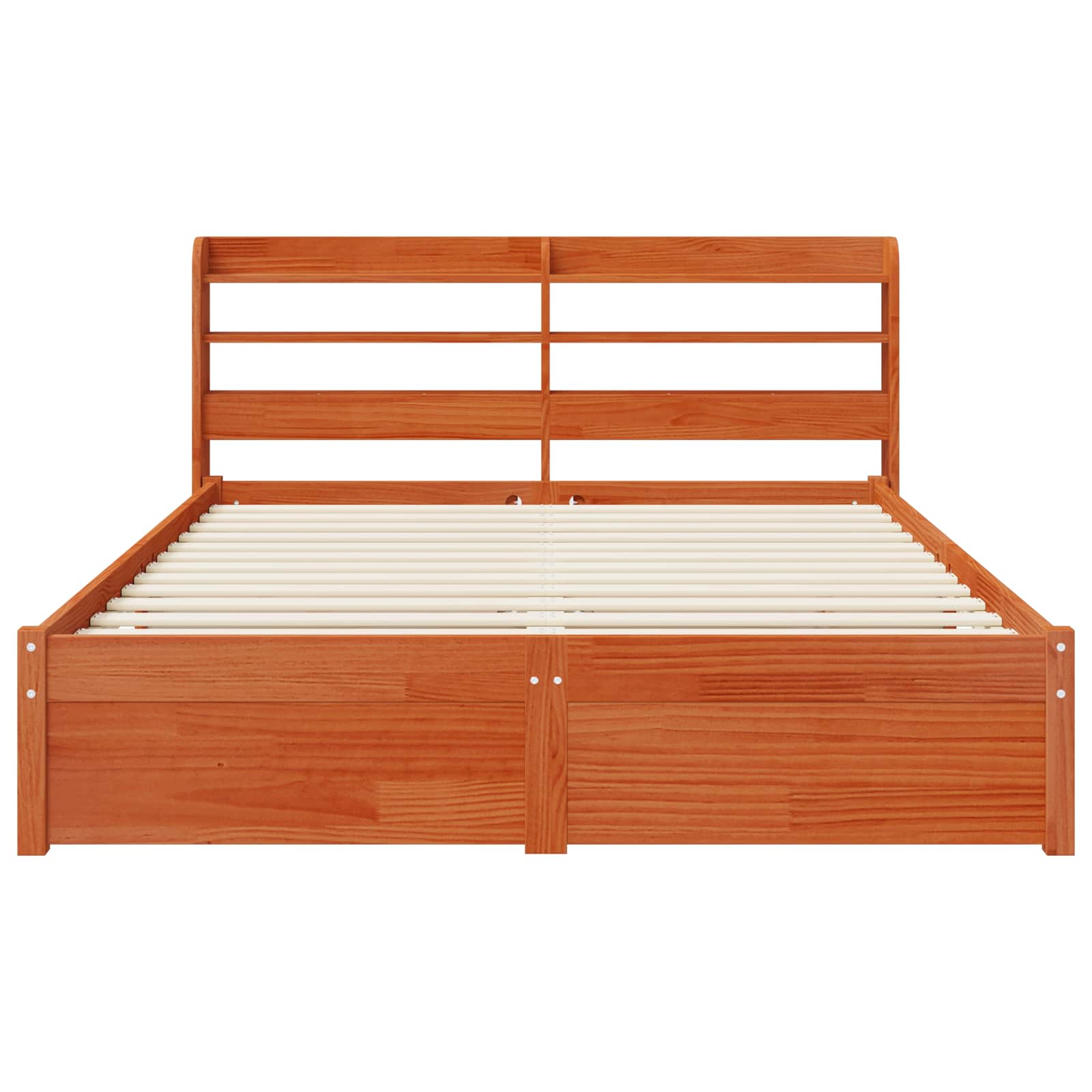 Bedframe met hoofdeinde met opslag Wasbruin Massief Vurenhout