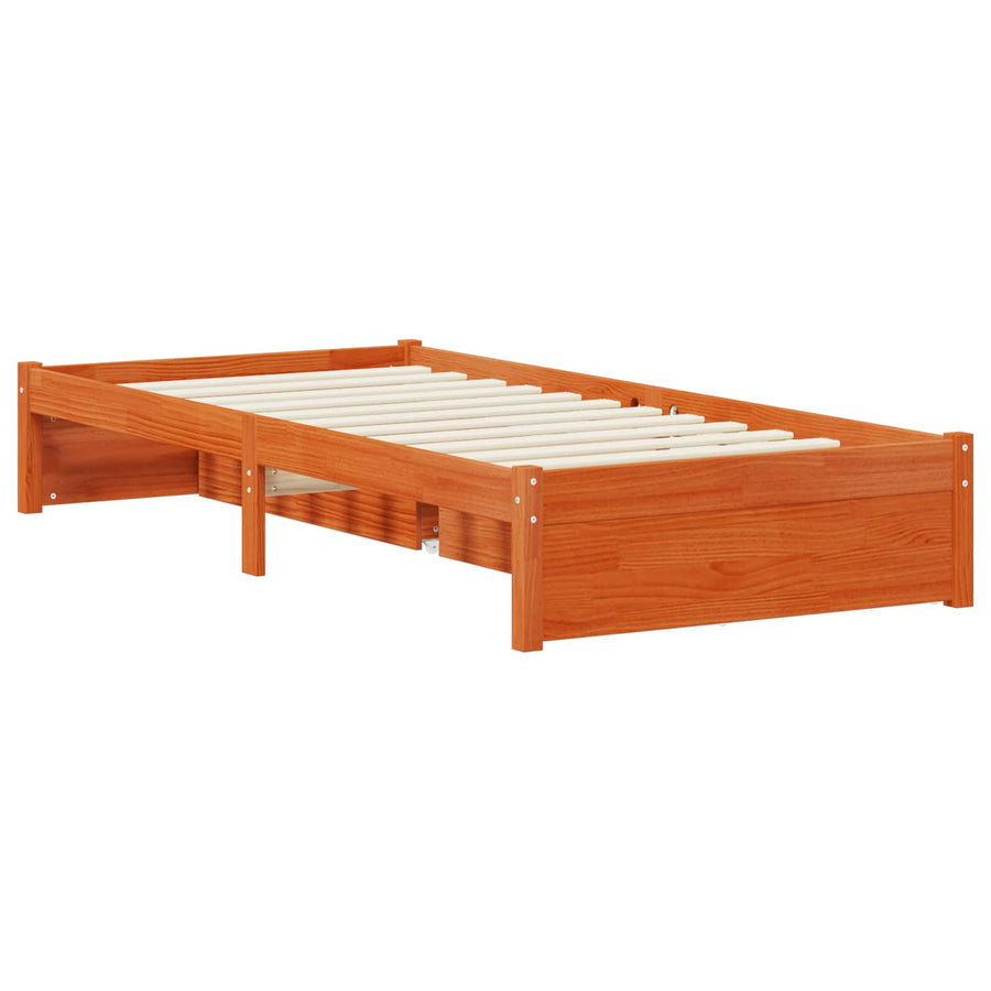 Bedframe met lade met opslag Wasbruin Massief Vurenhout