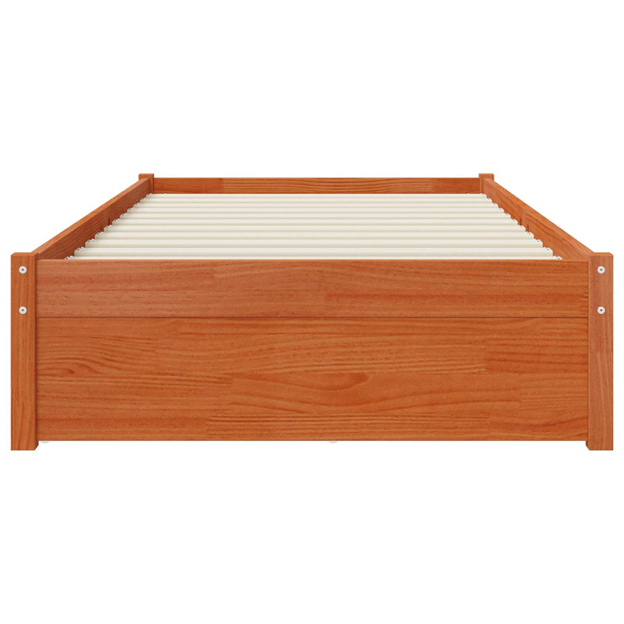 Bedframe met lade met opslag Wasbruin Massief Vurenhout