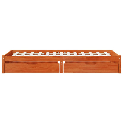 Bedframe met lade met opslag Wasbruin Massief Vurenhout