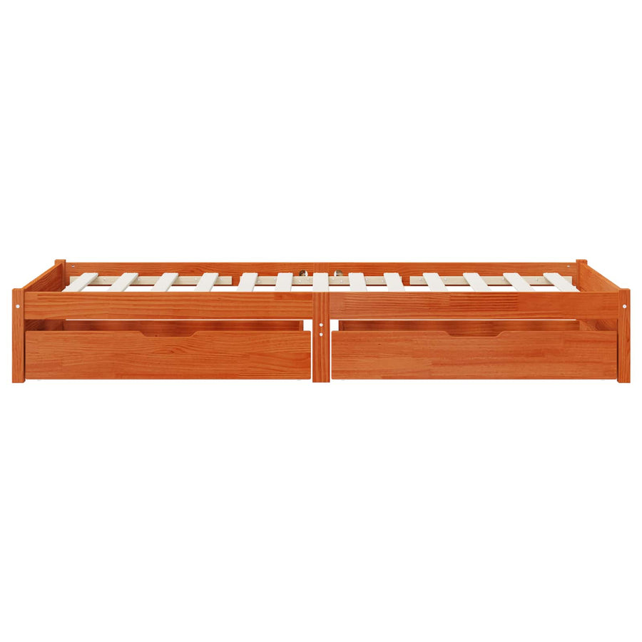 Bedframe met lade met opslag Wasbruin Massief Vurenhout