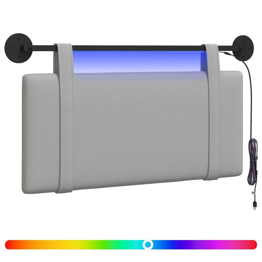 Hangend hoofdbord Met LED-verlichting Wolkengrijs Stof