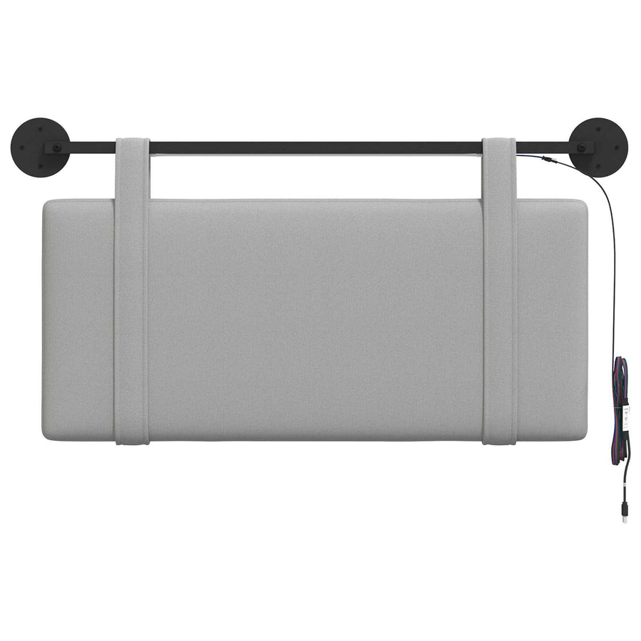 Hangend hoofdbord Met LED-verlichting Wolkengrijs Stof
