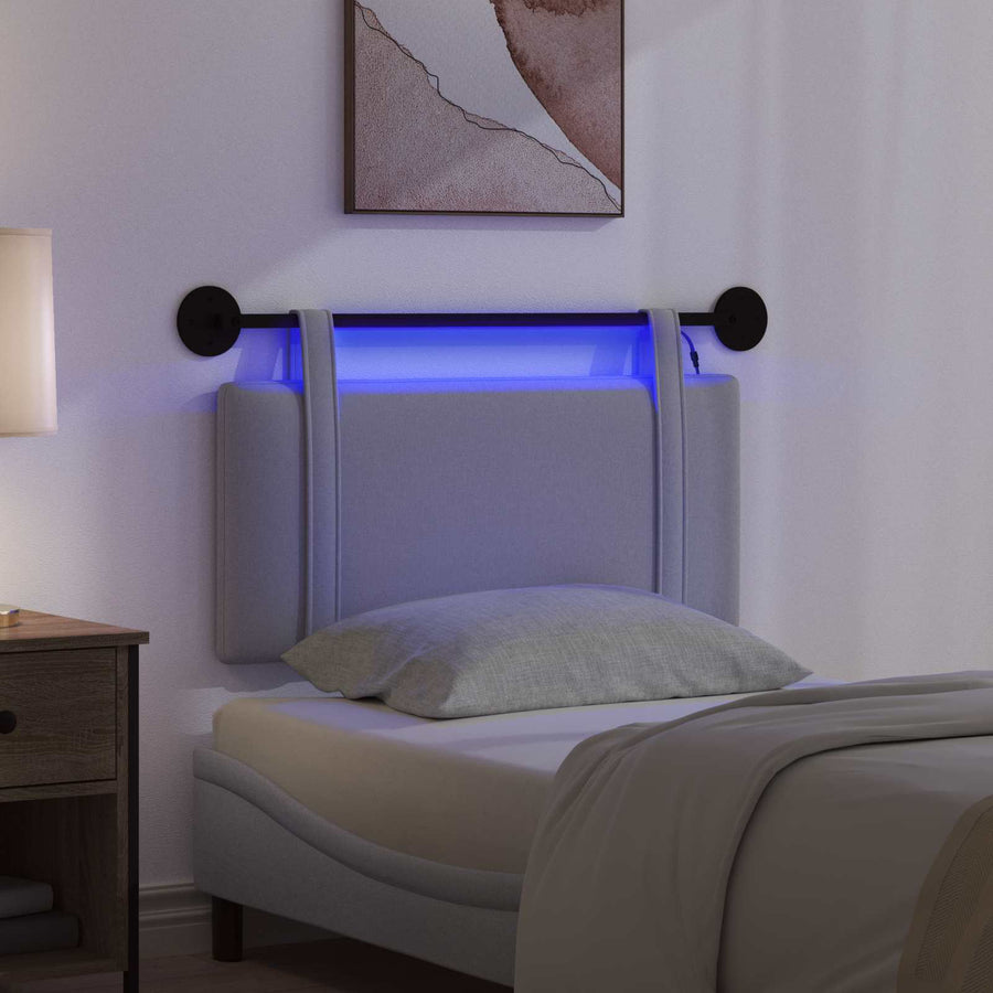 Hangend hoofdbord Met LED-verlichting Lichtgrijs Stof