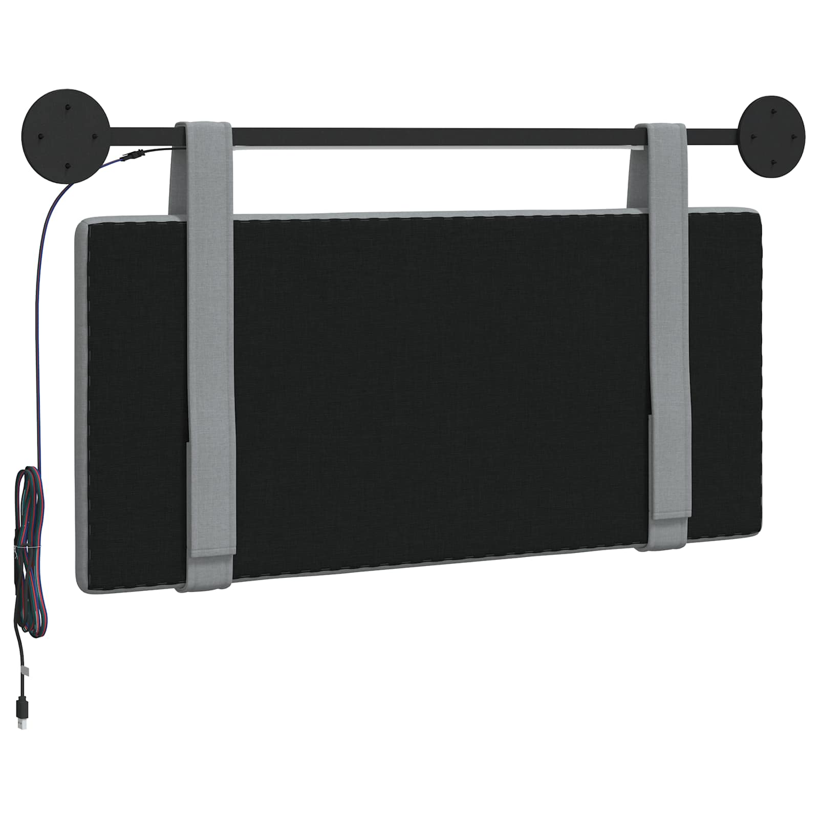 Hangend hoofdbord Met LED-verlichting Lichtgrijs Stof