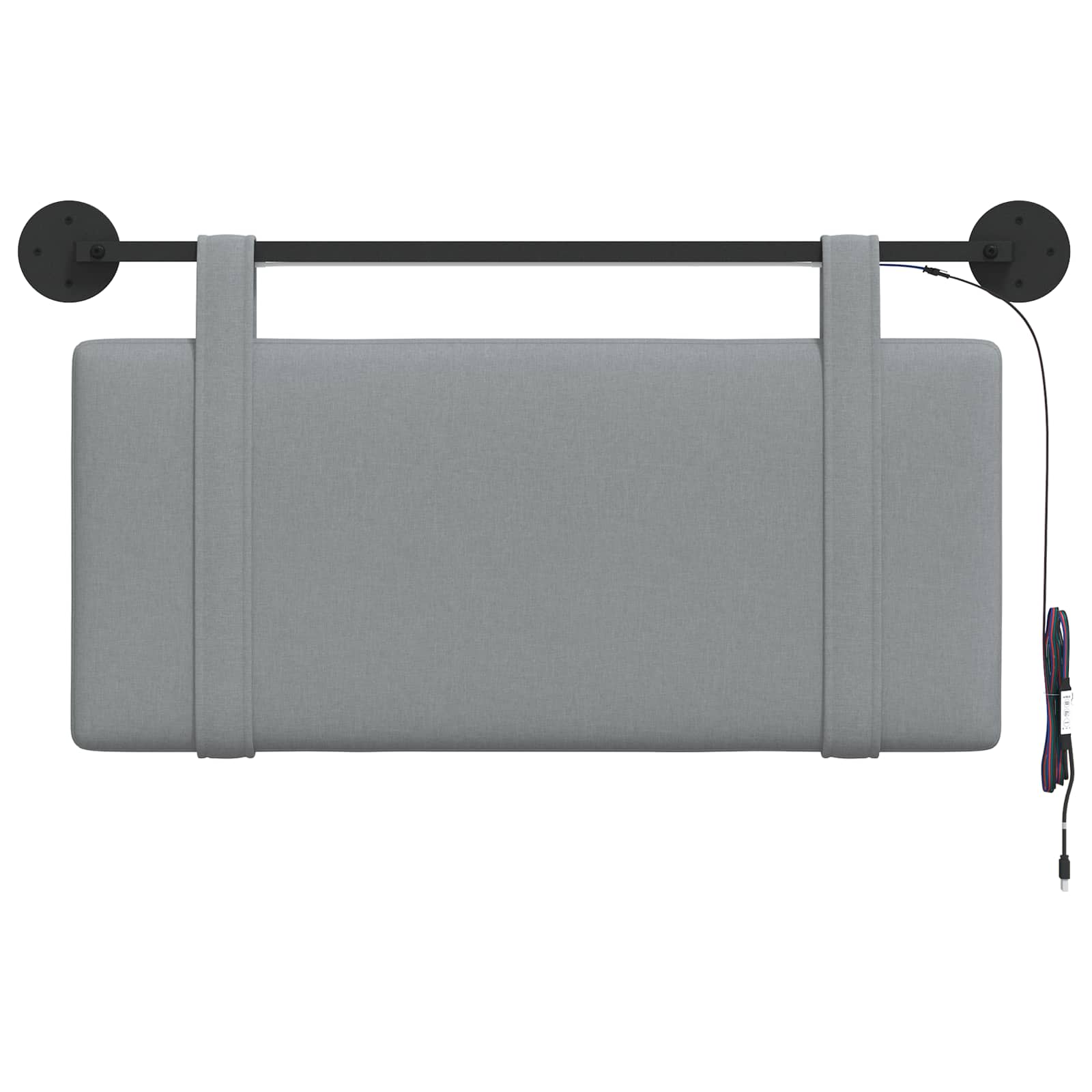 Hangend hoofdbord Met LED-verlichting Lichtgrijs Stof