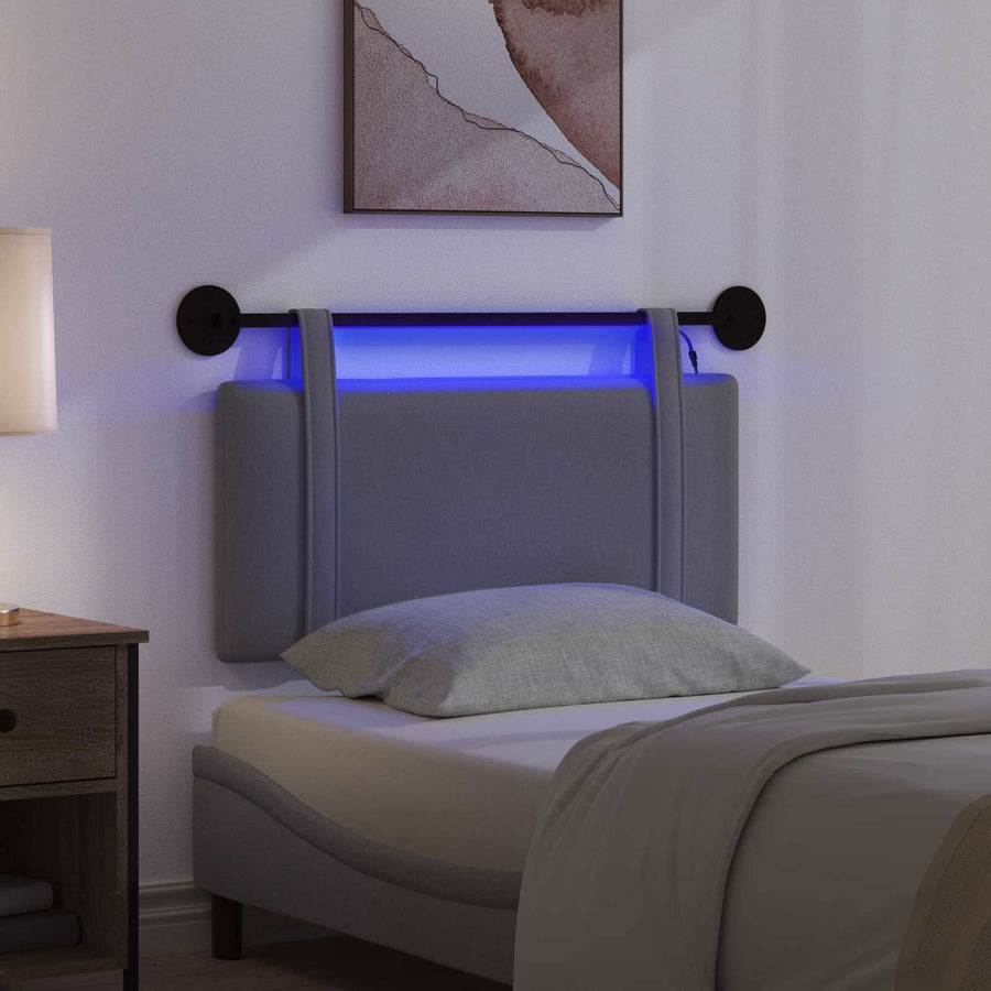 Hangend hoofdbord Met LED-verlichting Donkergrijs Stof