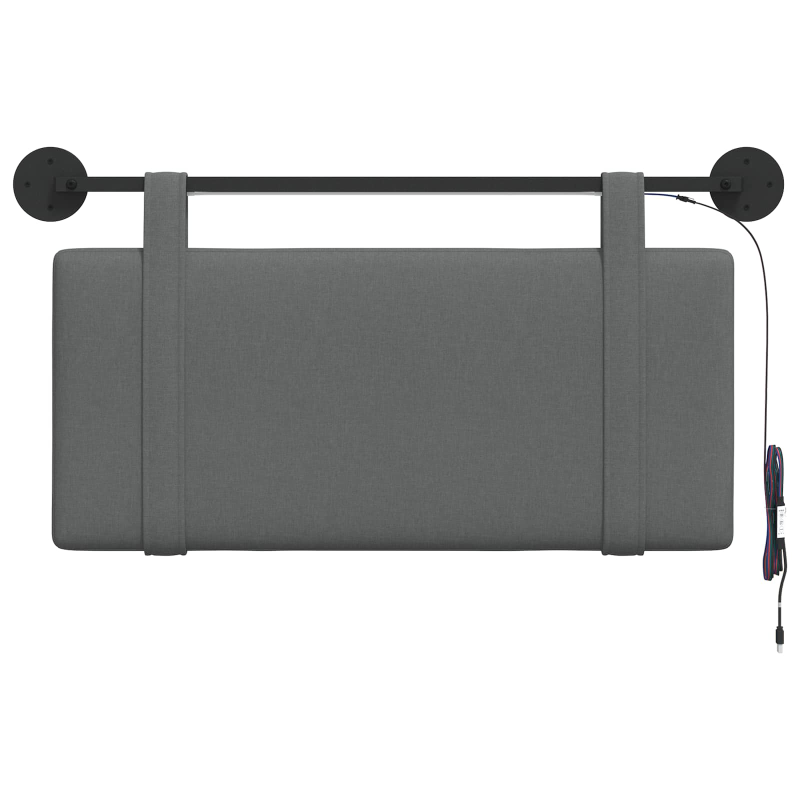 Hangend hoofdbord Met LED-verlichting Donkergrijs Stof