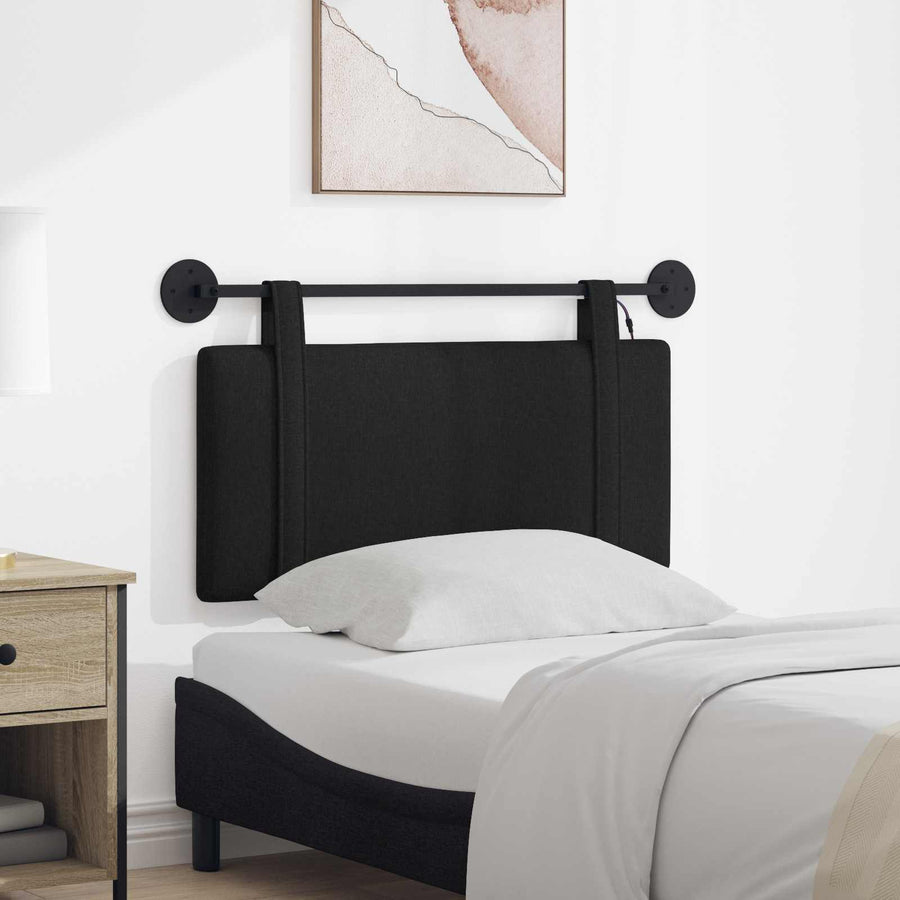 Hangend hoofdbord Met LED-verlichting Zwart Stof