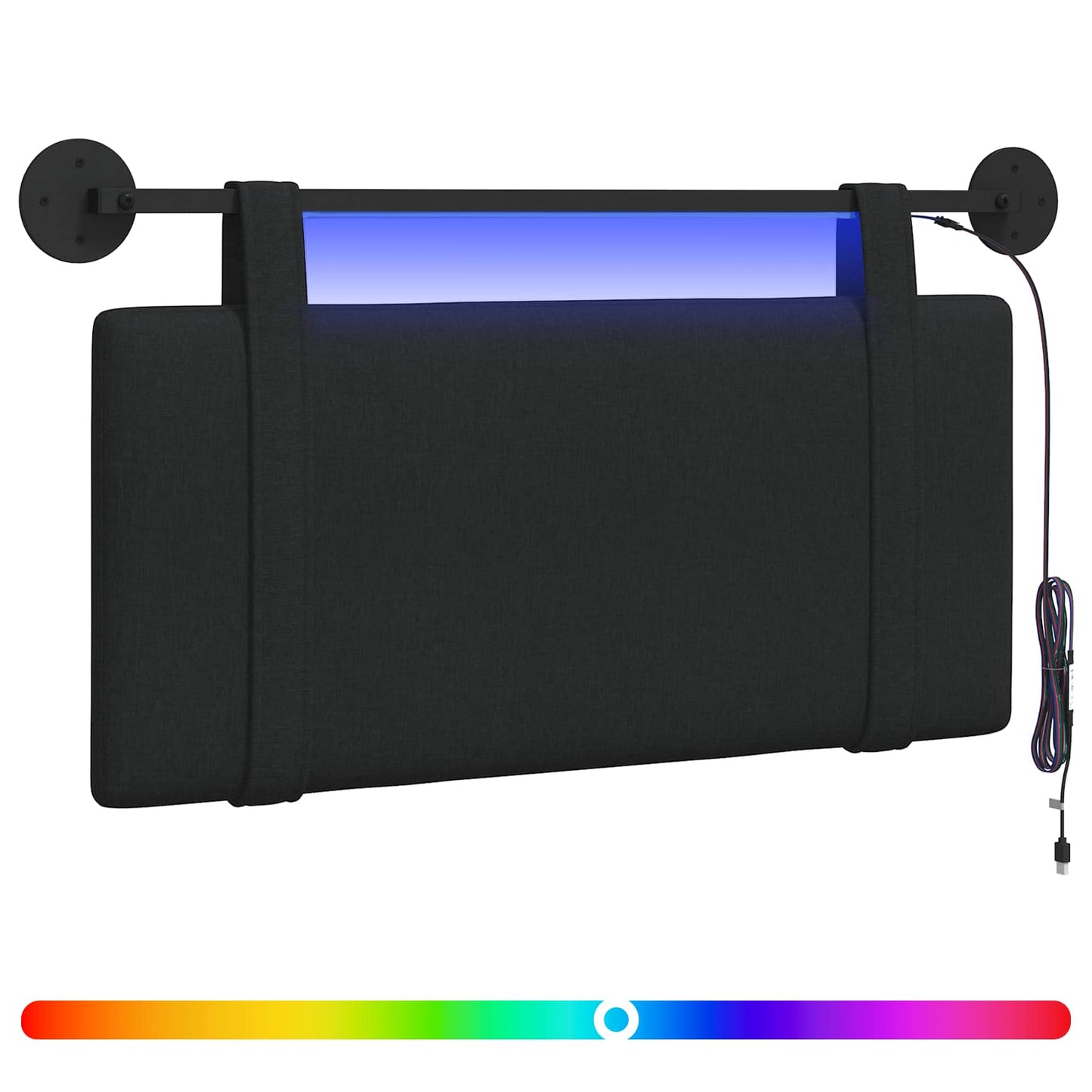 Hangend hoofdbord Met LED-verlichting Zwart Stof