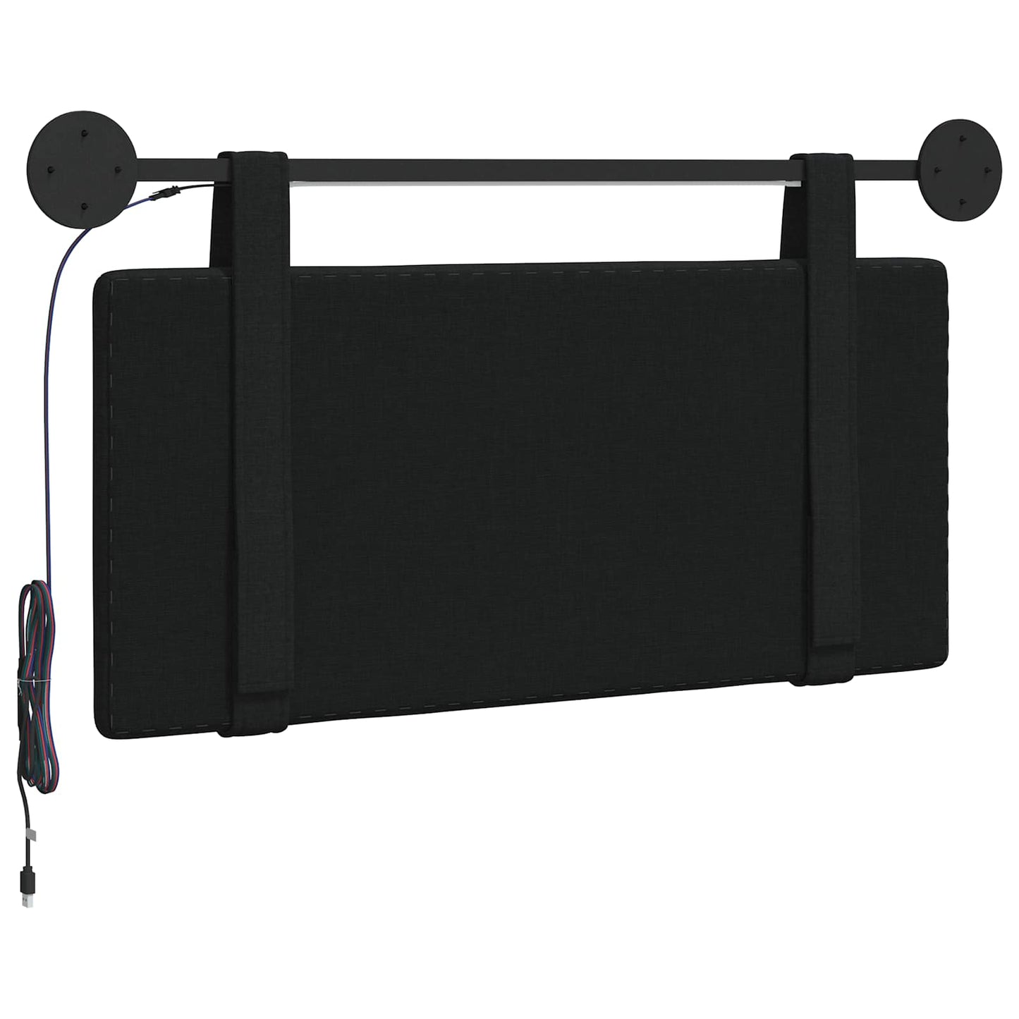 Hangend hoofdbord Met LED-verlichting Zwart Stof