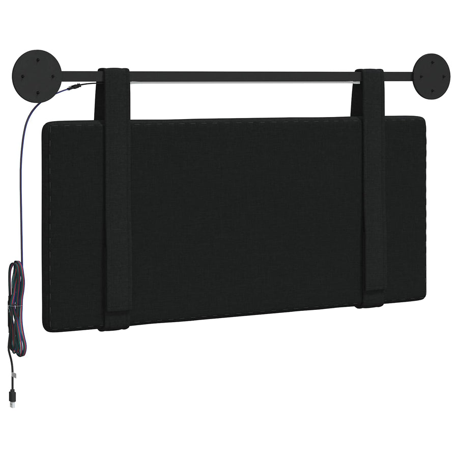 Hangend hoofdbord Met LED-verlichting Zwart Stof