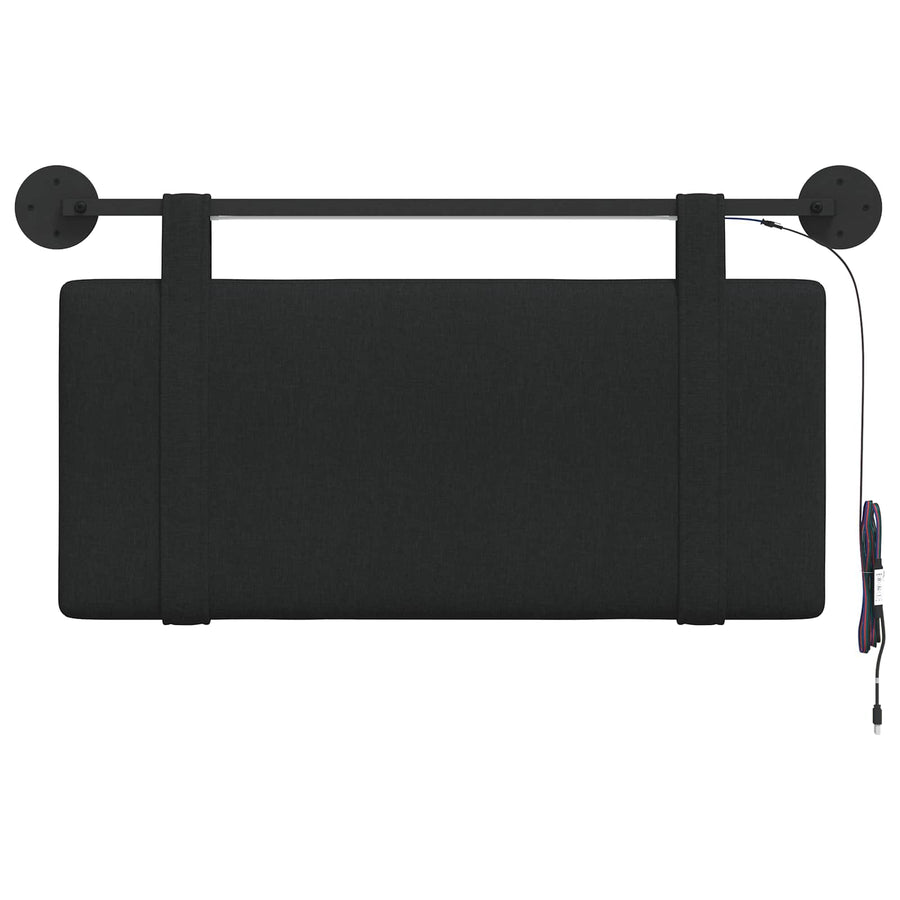 Hangend hoofdbord Met LED-verlichting Zwart Stof