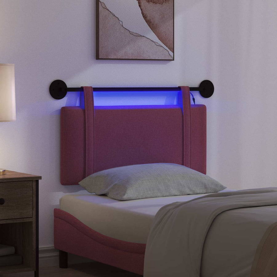 Hangend hoofdbord Met LED-verlichting Wijnrood Stof