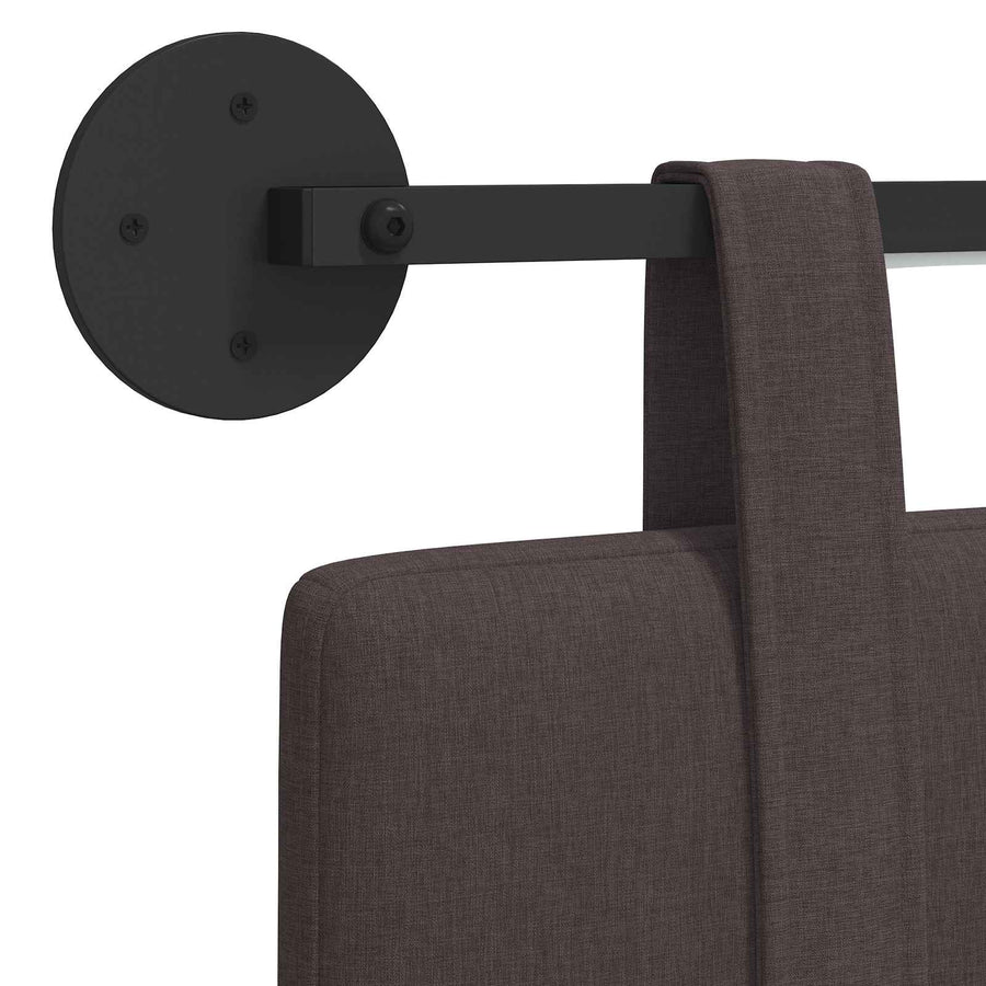 Hangend hoofdbord Met LED-verlichting Donkerbruin Stof