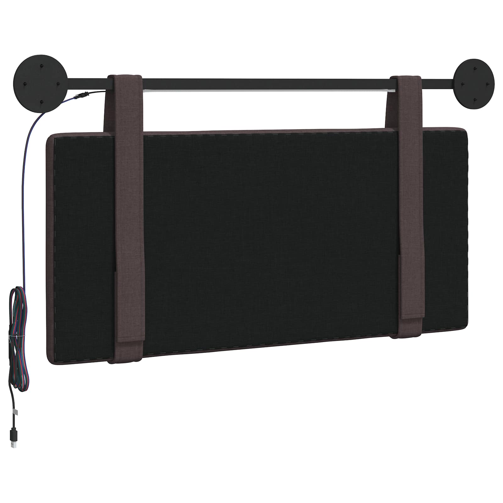 Hangend hoofdbord Met LED-verlichting Donkerbruin Stof
