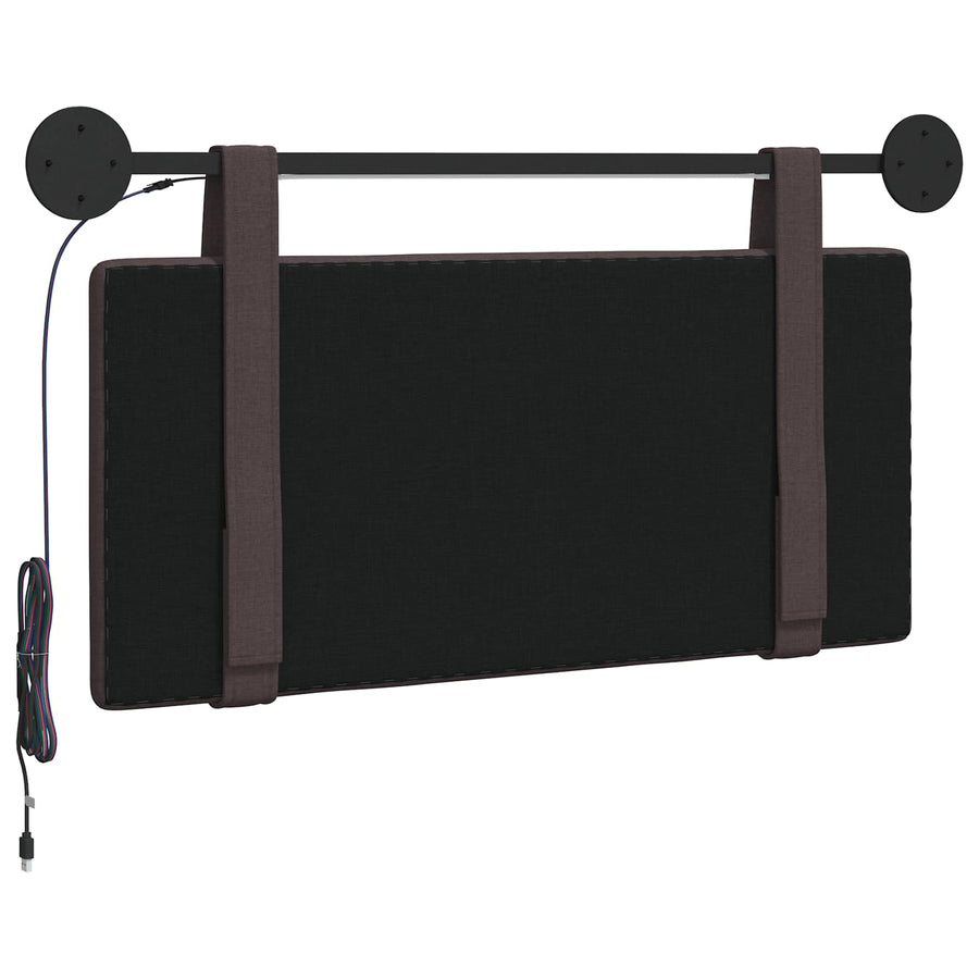 Hangend hoofdbord Met LED-verlichting Donkerbruin Stof