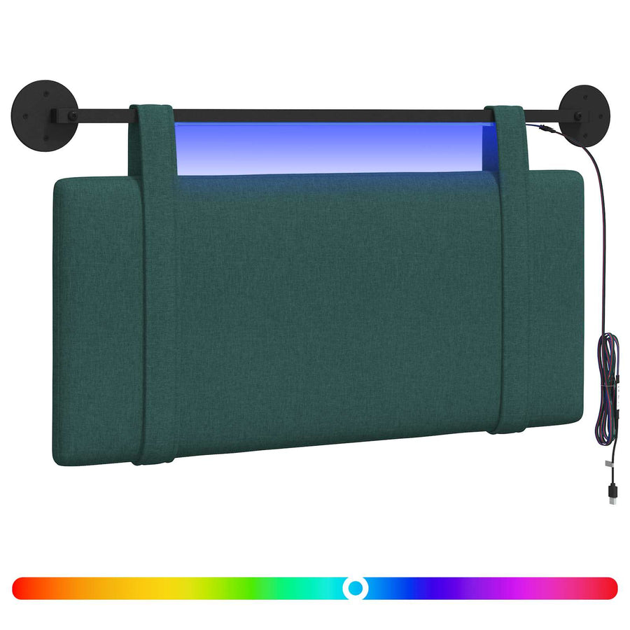 Hangend hoofdbord Met LED-verlichting Donkergroen Stof
