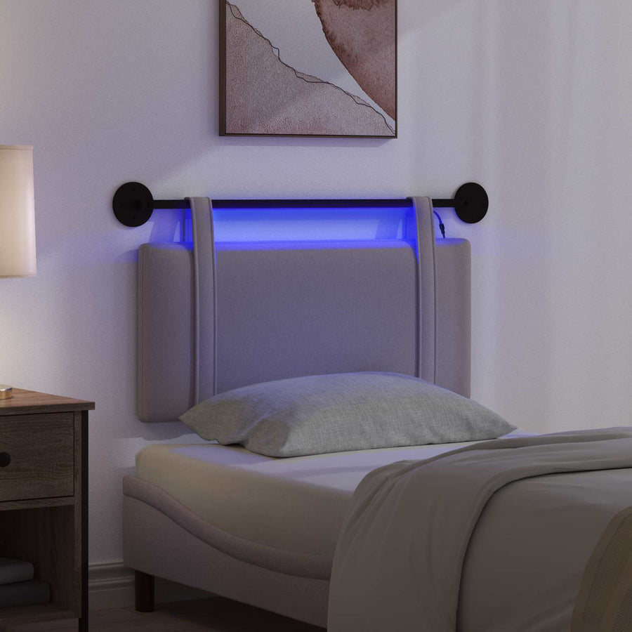 Hangend hoofdbord Met LED-verlichting Taupe Stof