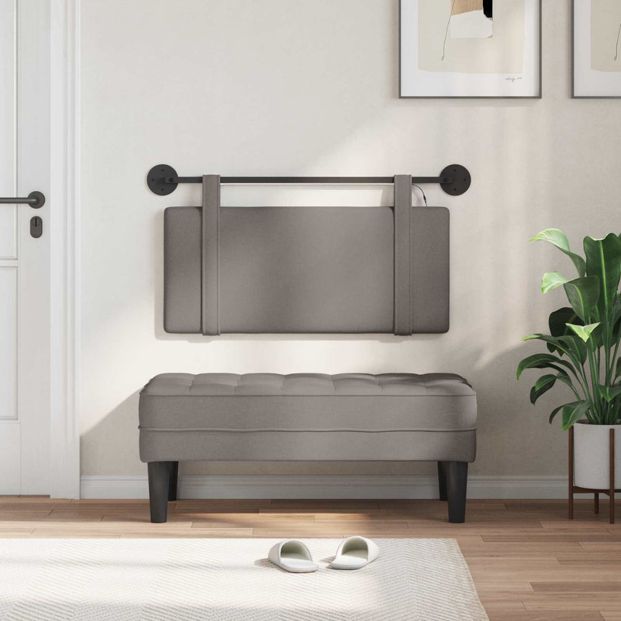 Hangend hoofdbord Met LED-verlichting Taupe Stof
