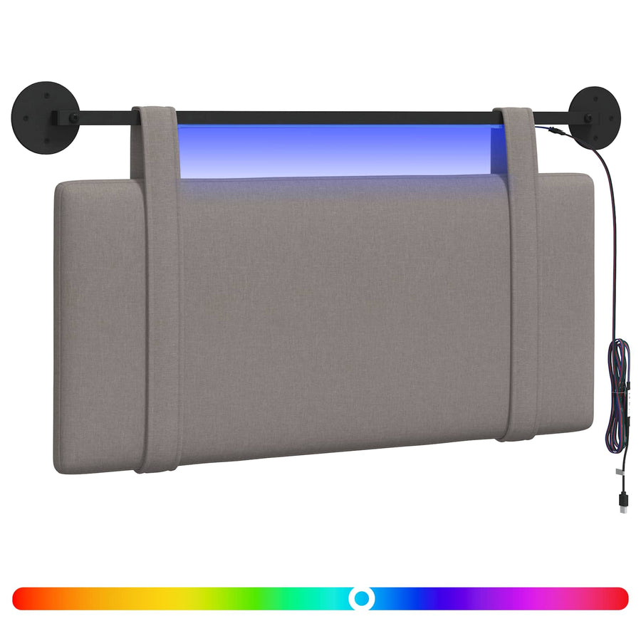 Hangend hoofdbord Met LED-verlichting Taupe Stof