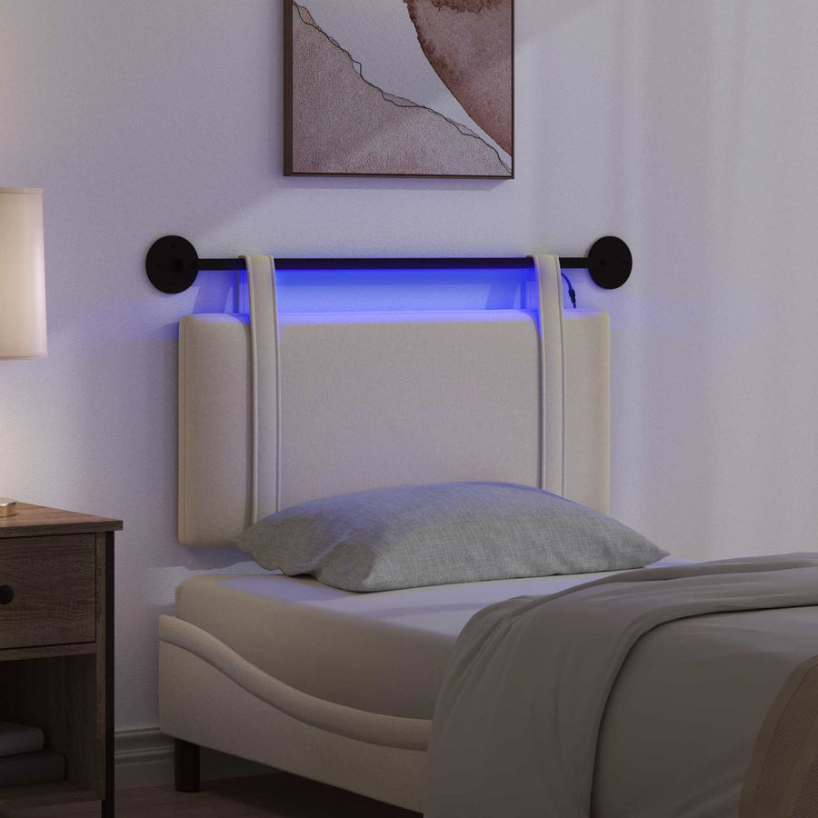 Hangend hoofdbord Met LED-verlichting Crèmekleurig Stof