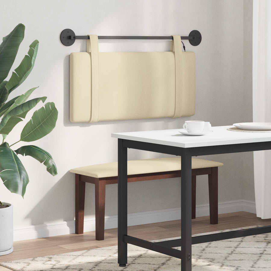 Hangend hoofdbord Met LED-verlichting Crèmekleurig Stof