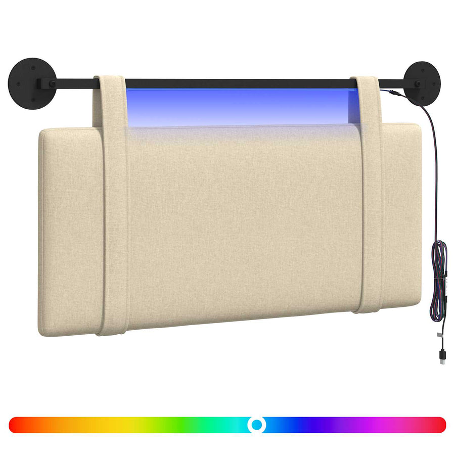 Hangend hoofdbord Met LED-verlichting Crèmekleurig Stof