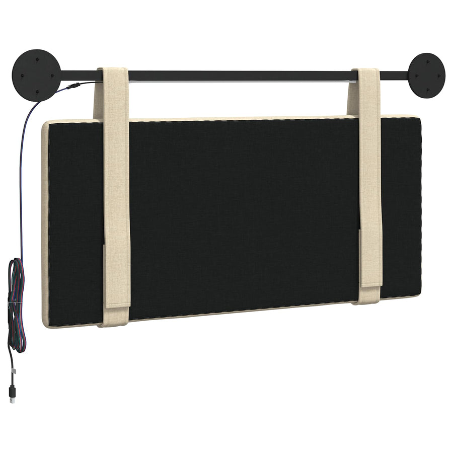 Hangend hoofdbord Met LED-verlichting Crèmekleurig Stof