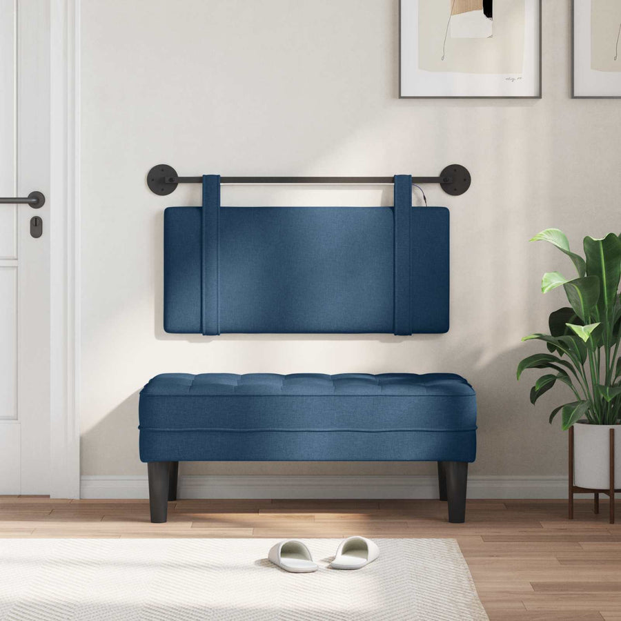 Hangend hoofdbord Met LED-verlichting Blauw Stof