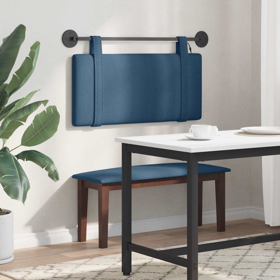 Hangend hoofdbord Met LED-verlichting Blauw Stof