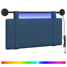 Hangend hoofdbord Met LED-verlichting Blauw Stof