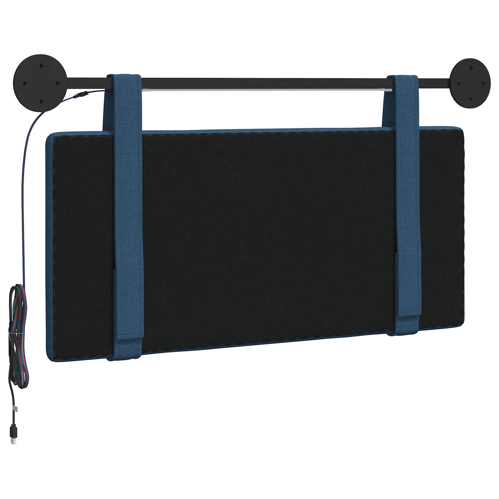 Hangend hoofdbord Met LED-verlichting Blauw Stof