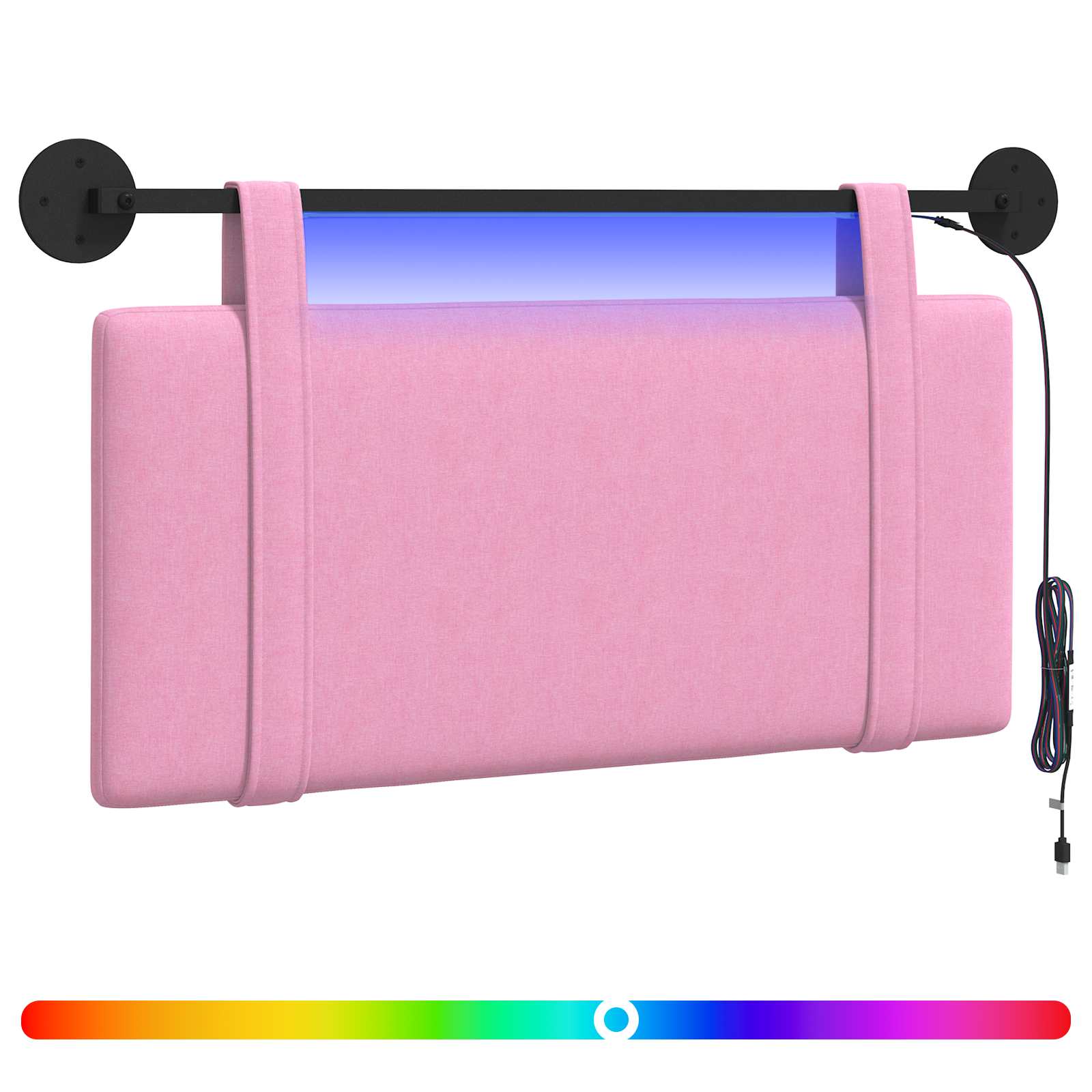 Hangend hoofdbord Met LED-verlichting Roze Stof