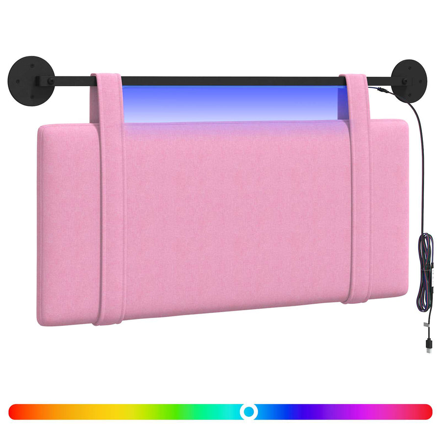 Hangend hoofdbord Met LED-verlichting Roze Stof