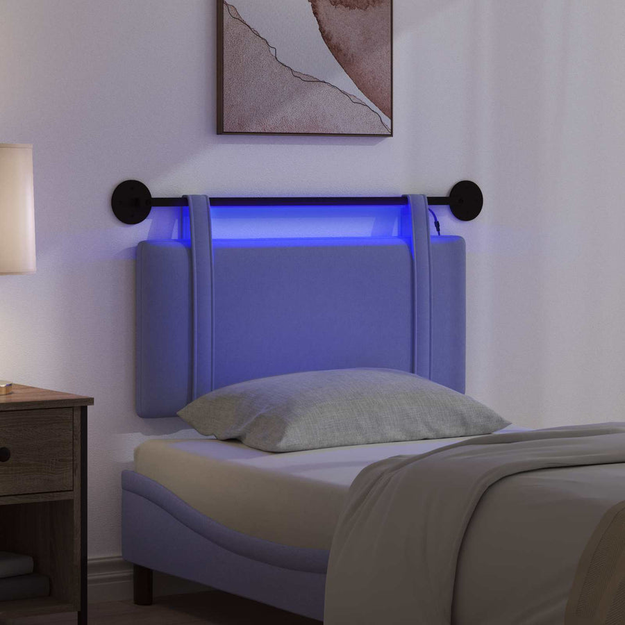Hangend hoofdbord Met LED-verlichting Jeans Blauw Stof