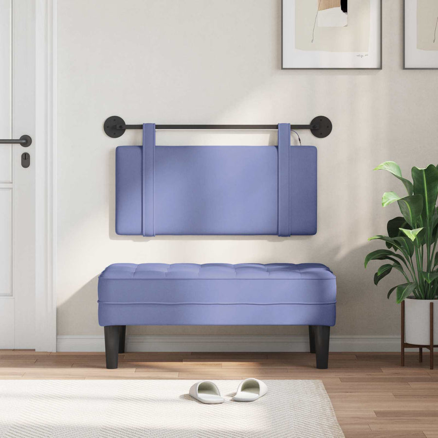 Hangend hoofdbord Met LED-verlichting Jeans Blauw Stof