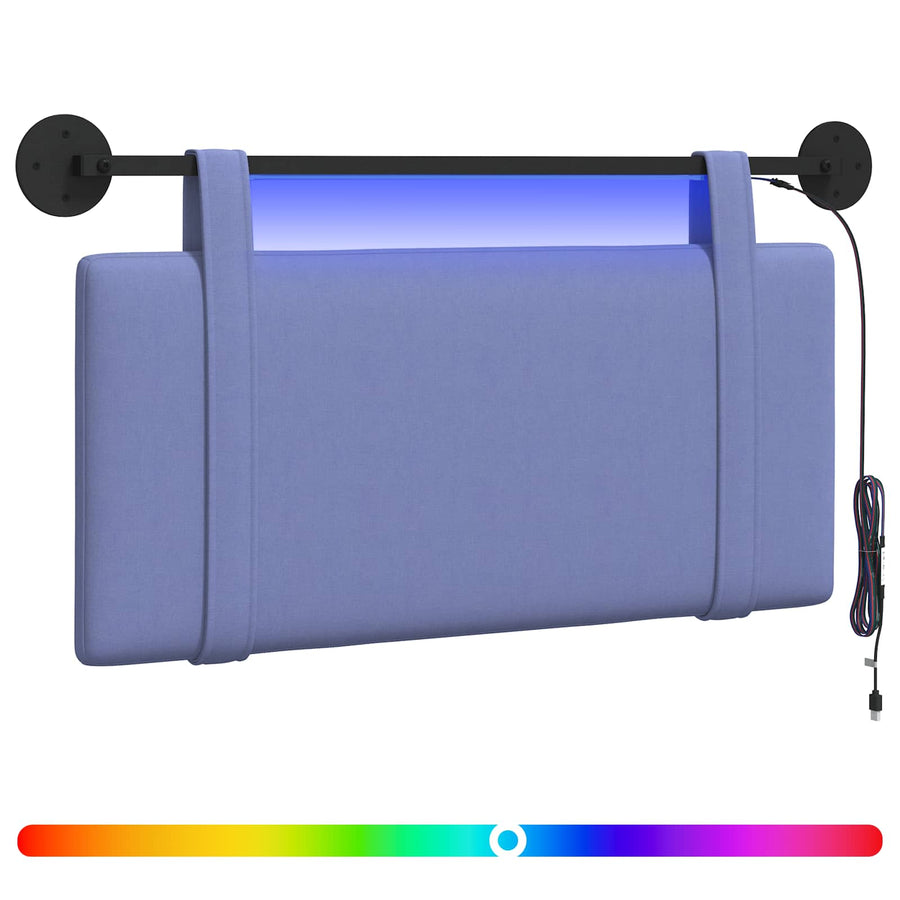 Hangend hoofdbord Met LED-verlichting Jeans Blauw Stof