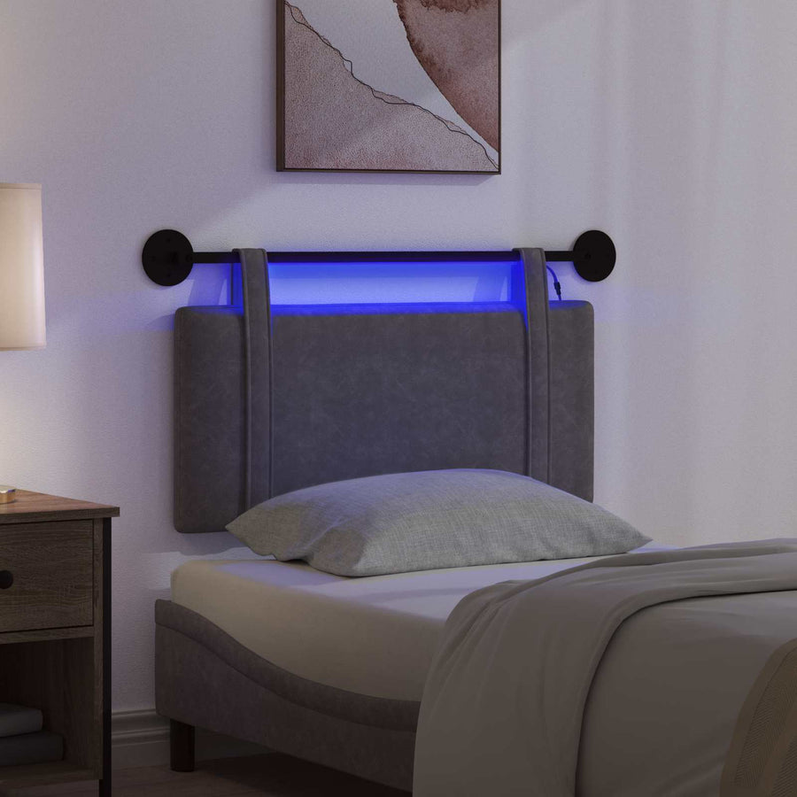 Hangend hoofdbord Met LED-verlichting Zwart Antiek PU