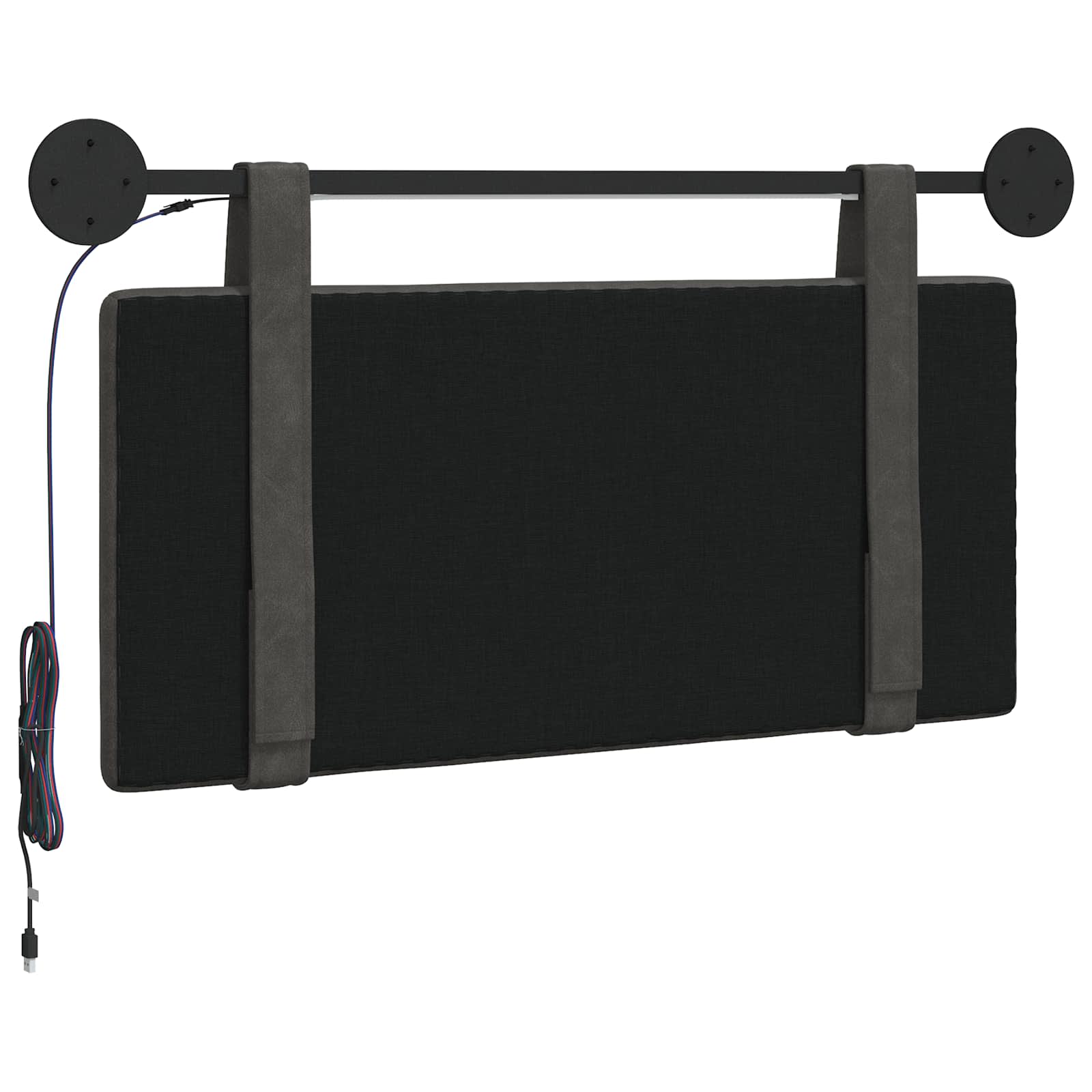 Hangend hoofdbord Met LED-verlichting Zwart Antiek PU