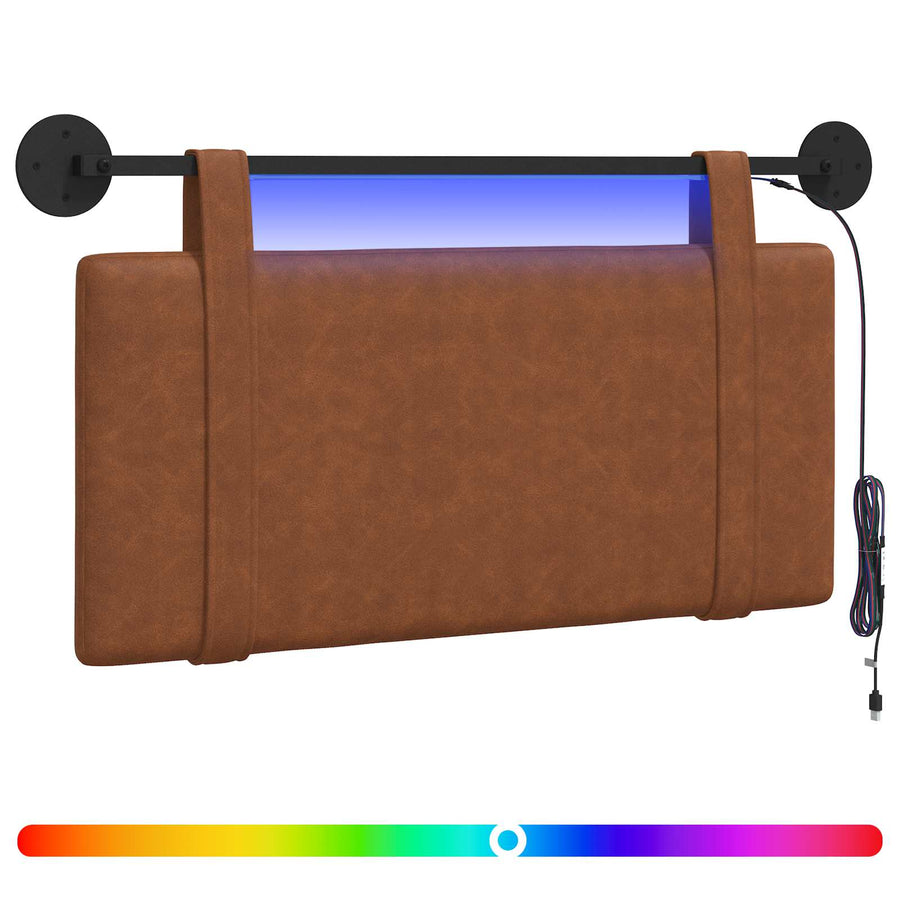Hangend hoofdbord Met LED-verlichting Bruin Antiek PU