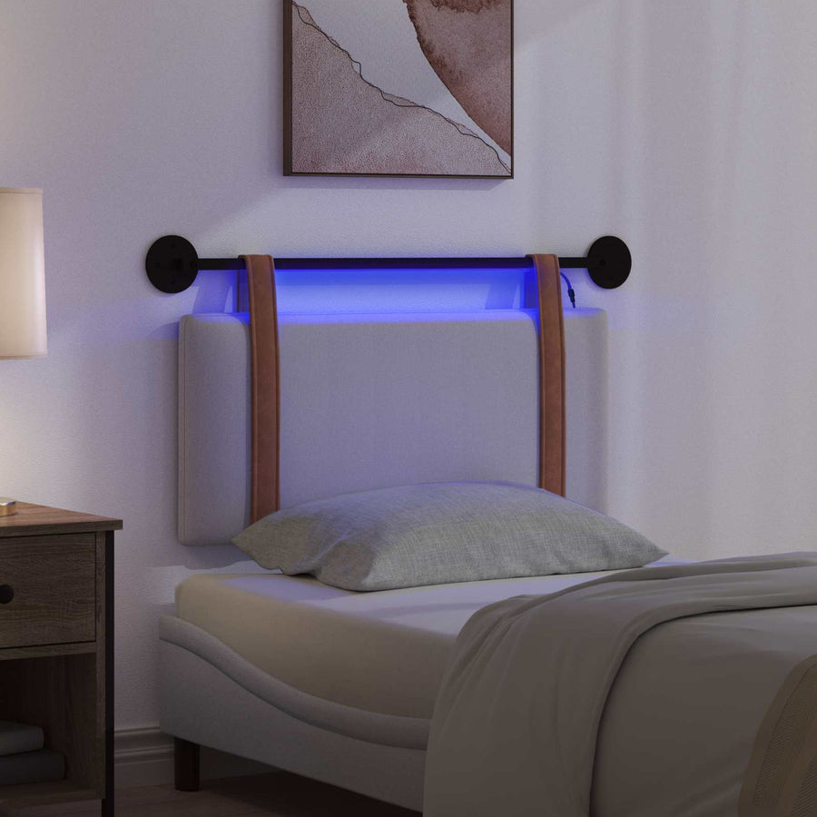 Hangend hoofdbord Met LED-verlichting Wolkengrijs Antiek PU