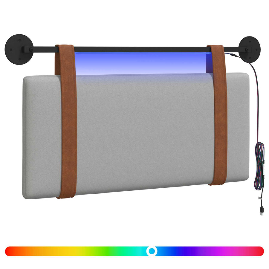 Hangend hoofdbord Met LED-verlichting Wolkengrijs Antiek PU