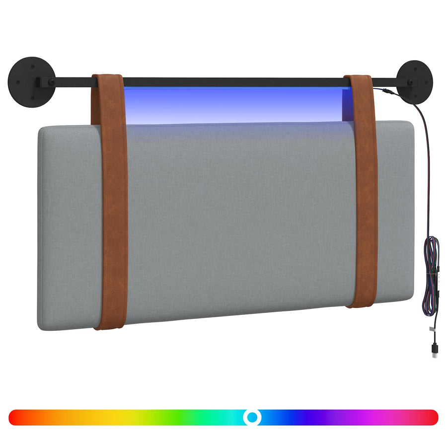 Hangend hoofdbord Met LED-verlichting Lichtgrijs Antiek PU