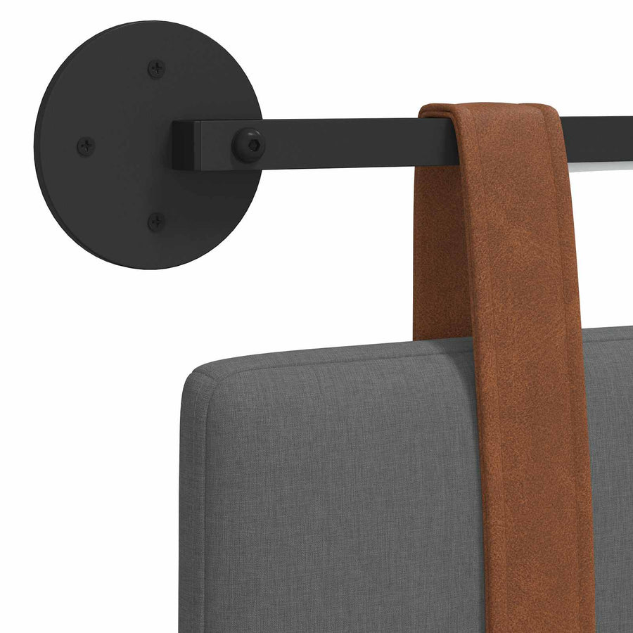 Hangend hoofdbord Met LED-verlichting Donkergrijs Antiek PU