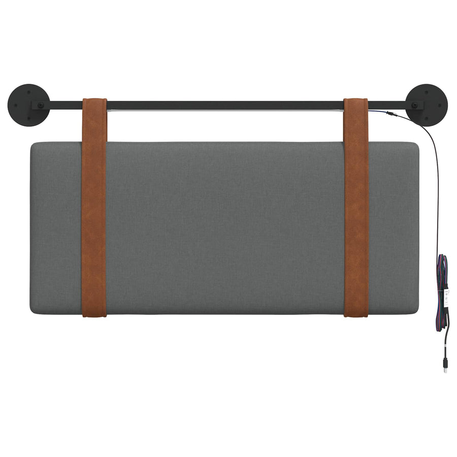 Hangend hoofdbord Met LED-verlichting Donkergrijs Antiek PU