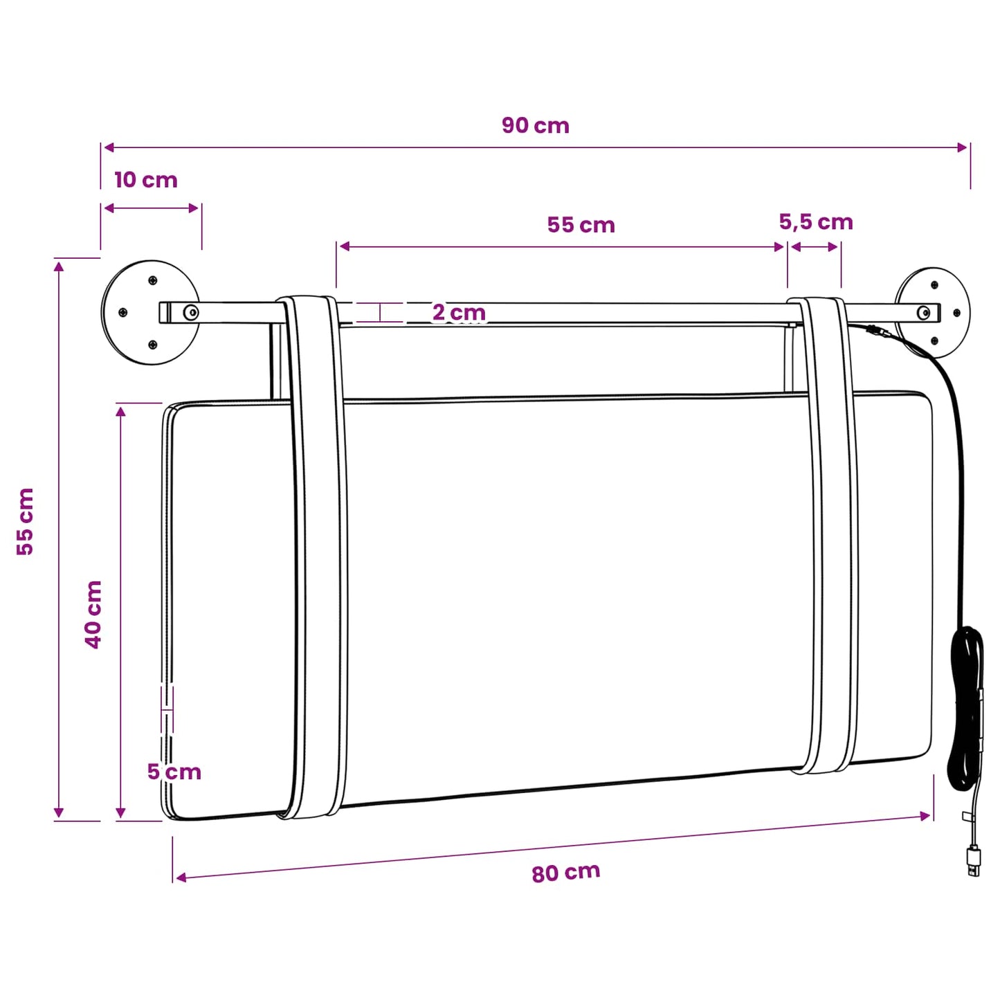 Hangend hoofdbord Met LED-verlichting Zwart Antiek PU