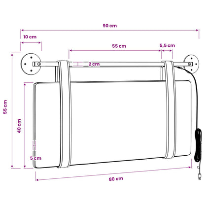 Hangend hoofdbord Met LED-verlichting Zwart Antiek PU