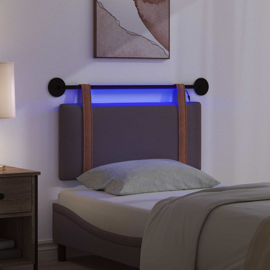 Hangend hoofdbord Met LED-verlichting Donkerbruin Antiek PU
